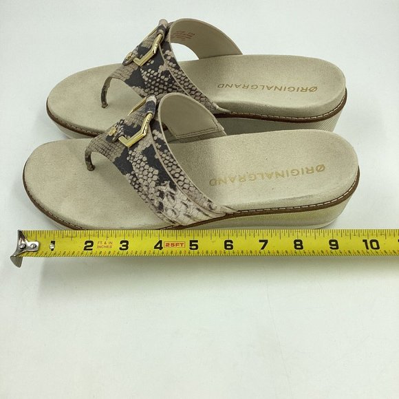 Cole Haan Women US 8.5B Original Grand Flatform Thong Sandals Python Ivy Leather - Picture 5 of 15